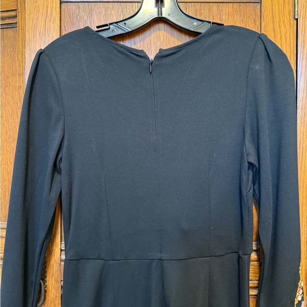 LOFT Black Dress with Colorful Floral Embroidery - Picture 5 of 8